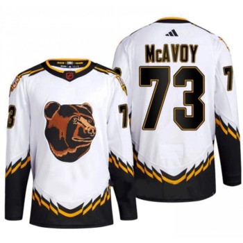Men's Boston Bruins #73 Charlie McAvoy White 2022-23 Reverse Retro Stitched Jersey Men's Boston Bruins #73 Charlie McAvoy White 2022-23 Reverse Retro Stitched Jersey