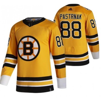 Men's Boston Bruins #88 David Pastrnak 2020-21 Yellow Reverse Retro Stitched Jersey Men's Boston Bruins #88 David Pastrnak 2020-21 Yellow Reverse Retro Stitched Jersey