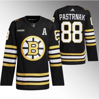 Men's Boston Bruins #88 David Pastrnak Black With Rapid7 Patch 100th Anniversary Stitched Jersey Men's Boston Bruins #88 David Pastrnak Black With Rapid7 Patch 100th Anniversary Stitched Jersey