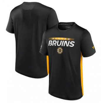 Men's Boston Bruins Black Gold Rink Tech T-Shirt Men's Boston Bruins Black Gold Rink Tech T-Shirt