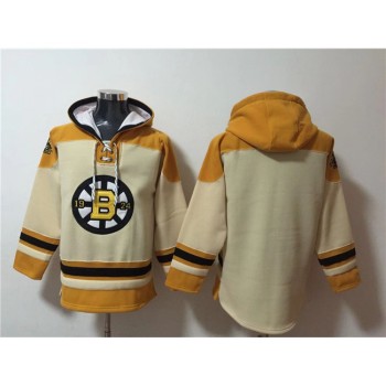 Men's Boston Bruins Blank Cream Ageless Must-Have Lace-Up Pullover Hoodie Men's Boston Bruins Blank Cream Ageless Must-Have Lace-Up Pullover Hoodie