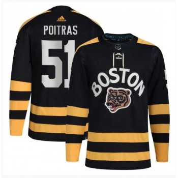 Men's Boston Bruins #51 Matthew Poitras Black Winter Classic Primegreen Stitched Jersey Men's Boston Bruins #51 Matthew Poitras Black Winter Classic Primegreen Stitched Jersey