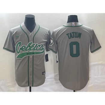 Men's Boston Celtics #0 Jayson Tatum Gray Stitched Baseball Jersey Men's Boston Celtics #0 Jayson Tatum Gray Stitched Baseball Jersey
