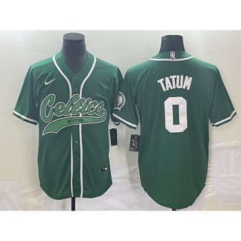 Men's Boston Celtics #0 Jayson Tatum Green Stitched Baseball Jersey Men's Boston Celtics #0 Jayson Tatum Green Stitched Baseball Jersey