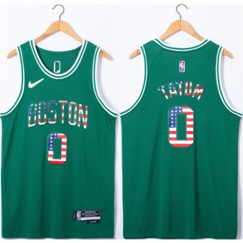 Men's Boston Celtics #0 Jayson Tatum USA Flag Green Stitched Jersey Men's Boston Celtics #0 Jayson Tatum USA Flag Green Stitched Jersey