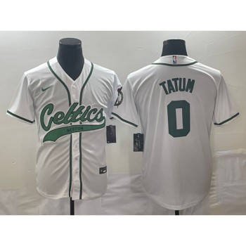 Men's Boston Celtics #0 Jayson Tatum White Stitched Baseball Jersey Men's Boston Celtics #0 Jayson Tatum White Stitched Baseball Jersey