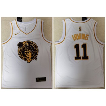 Men's Boston Celtics #11 Kyrie Irving White Golden Throwback Stitched Jersey Men's Boston Celtics #11 Kyrie Irving White Golden Throwback Stitched Jersey