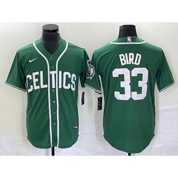 Men's Boston Celtics #33 Larry Bird Green Stitched Baseball Jersey Men's Boston Celtics #33 Larry Bird Green Stitched Baseball Jersey