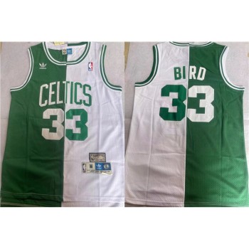 Men's Boston Celtics #33 Larry Bird White/Green Split Throwback Stitched Jersey Men's Boston Celtics #33 Larry Bird White/Green Split Throwback Stitched Jersey