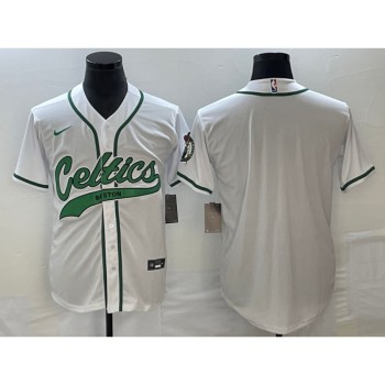 Men's Boston Celtics Blank White Stitched Baseball Jersey Men's Boston Celtics Blank White Stitched Baseball Jersey