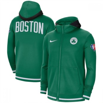 Men's Boston Celtics Green 75th Anniversary Performance Showtime Full-Zip Hoodie Jacket Men's Boston Celtics Green 75th Anniversary Performance Showtime Full-Zip Hoodie Jacket