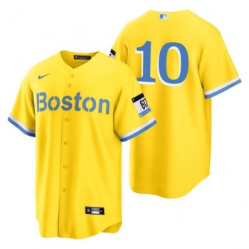 Men's Boston Red Sox #10 Trevor Story Gold 2021 City Connect Stitched Baseball Jersey Men's Boston Red Sox #10 Trevor Story Gold 2021 City Connect Stitched Baseball Jersey