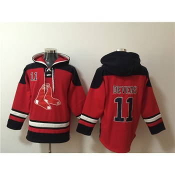 Men's Boston Red Sox #11 Rafael Devers Ageless Must-Have Lace-Up Pullover Hoodie Men's Boston Red Sox #11 Rafael Devers Ageless Must-Have Lace-Up Pullover Hoodie
