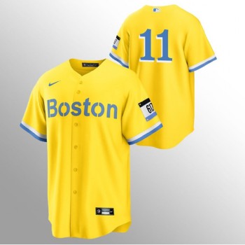 Men's Boston Red Sox #11 Rafael Devers Gold 2021 City Connect Stitched MLB Jersey Men's Boston Red Sox #11 Rafael Devers Gold 2021 City Connect Stitched MLB Jersey