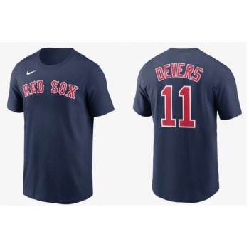 Men's Boston Red Sox #11 Rafael Devers Navy T-Shirt Men's Boston Red Sox #11 Rafael Devers Navy T-Shirt