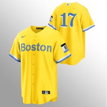 Men's Boston Red Sox #17 Nathan Eovaldi Gold 2021 City Connect Stitched MLB Jersey Men's Boston Red Sox #17 Nathan Eovaldi Gold 2021 City Connect Stitched MLB Jersey