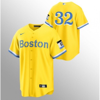 Men's Boston Red Sox #32 Matt Barnes Gold 2021 City Connect Stitched MLB Jersey Men's Boston Red Sox #32 Matt Barnes Gold 2021 City Connect Stitched MLB Jersey