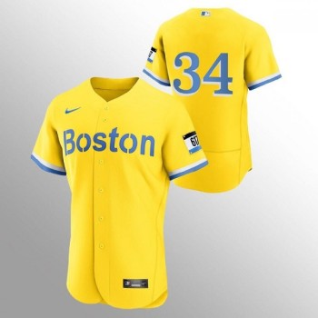 Men's Boston Red Sox #34 David Ortiz Gold 2021 City Connect Flex base Stitched Jersey Men's Boston Red Sox #34 David Ortiz Gold 2021 City Connect Flex base Stitched Jersey