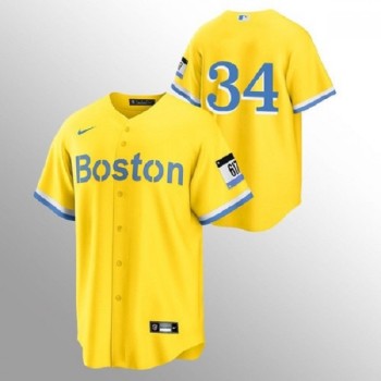 Men's Boston Red Sox #34 David Ortiz Gold 2021 City Connect Stitched MLB Jersey Men's Boston Red Sox #34 David Ortiz Gold 2021 City Connect Stitched MLB Jersey