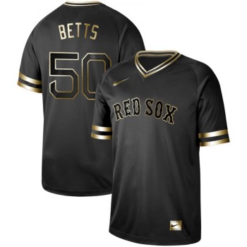 Men's Boston Red Sox #50 Mookie Betts Black Gold Stitched MLB Jersey Men's Boston Red Sox #50 Mookie Betts Black Gold Stitched MLB Jersey