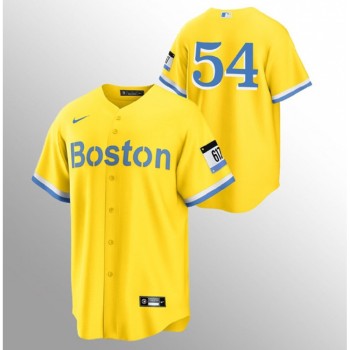Men's Boston Red Sox #54 Martin Perez Gold 2021 City Connect Stitched MLB Jersey Men's Boston Red Sox #54 Martin Perez Gold 2021 City Connect Stitched MLB Jersey