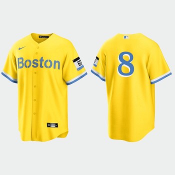 Men's Boston Red Sox #8 Carl Yastrzemski Gold 2021 City Connect Stitched MLB Jersey Men's Boston Red Sox #8 Carl Yastrzemski Gold 2021 City Connect Stitched MLB Jersey