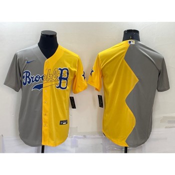 Men's Boston Red Sox Blank Grey/Yellow Split Cool Base Stitched Jersey Men's Boston Red Sox Blank Grey/Yellow Split Cool Base Stitched Jersey