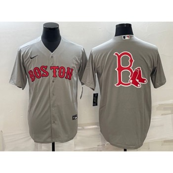 Men's Boston Red Sox Gray Team Big Logo Cool Base Stitched Jersey Men's Boston Red Sox Gray Team Big Logo Cool Base Stitched Jersey