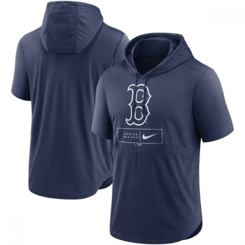 Men's Boston Red Sox Navy Short Sleeve Pullover Hoodie Men's Boston Red Sox Navy Short Sleeve Pullover Hoodie