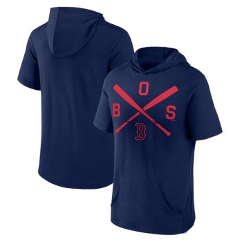 Men's Boston Red Sox Navy Short Sleeve Pullover Hoodie Men's Boston Red Sox Navy Short Sleeve Pullover Hoodie