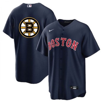 Men's Boston Red Sox & Bruins Navy Cool Base Stitched Baseball Jersey Men's Boston Red Sox & Bruins Navy Cool Base Stitched Baseball Jersey