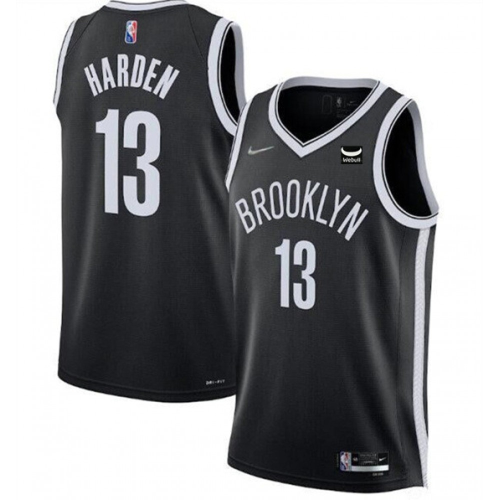 Men's Brooklyn Nets #13 James Harden 75th Anniversary Black Stitched Basketball Jersey