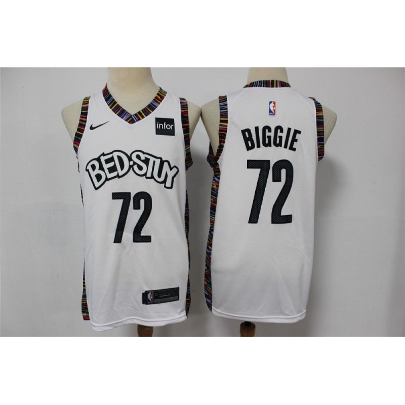 Men's Brooklyn Nets #72 Biggie 2020 White City Edition Stitched Jersey Men's Brooklyn Nets #72 Biggie 2020 White City Edition Stitched Jersey