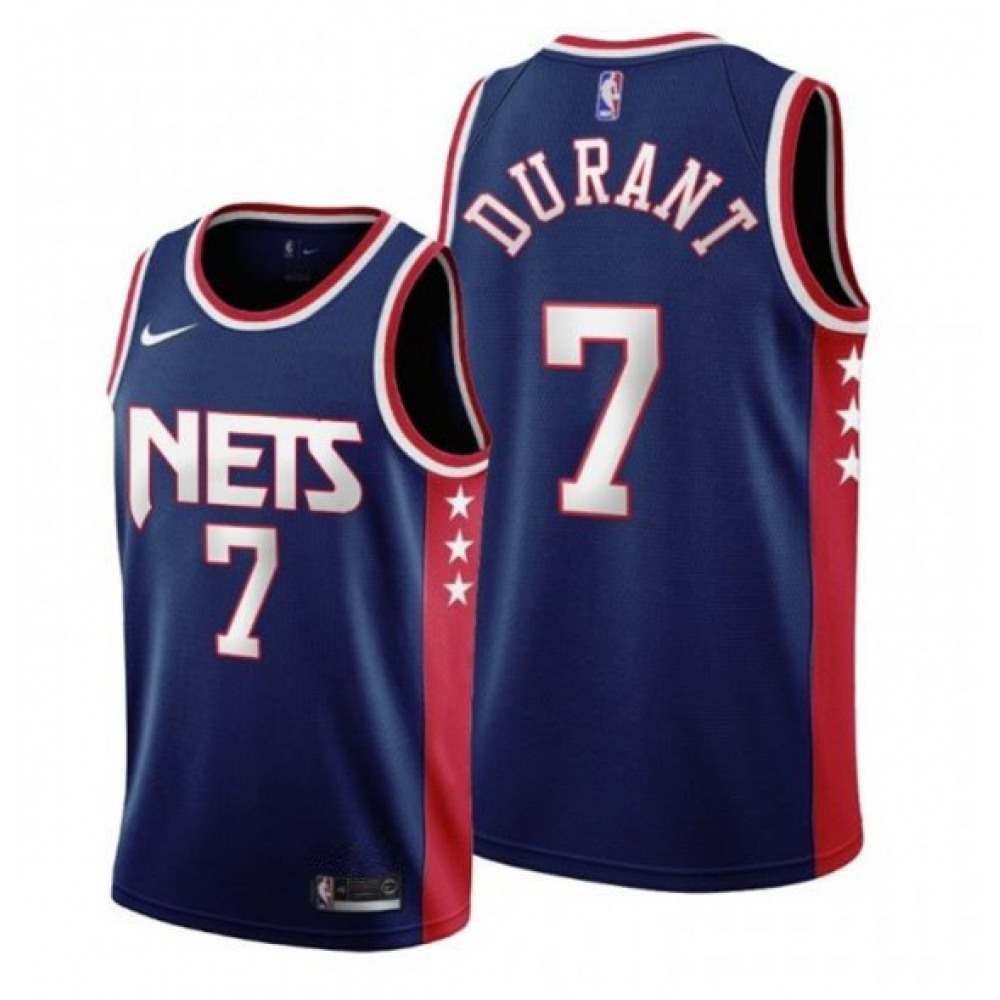 Men's Brooklyn Nets #7 Kevin Durant 2021/22 Navy City Edition Stitched Jersey