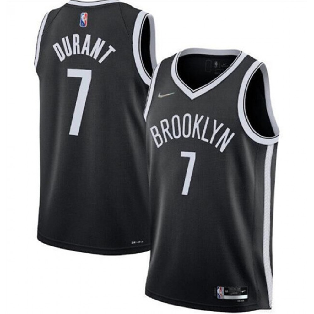 Men's Brooklyn Nets #7 Kevin Durant 75th Anniversary Black Stitched Basketball Jersey