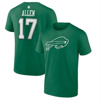 Men's Buffalo Bills #17 Josh Allen Green St. Patrick's Day Icon Player T-Shirt Men's Buffalo Bills #17 Josh Allen Green St. Patrick's Day Icon Player T-Shirt
