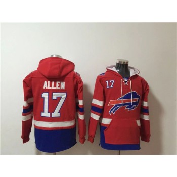 Men's Buffalo Bills #17 Josh Allen Red/Royal Ageless Must-Have Lace-Up Pullover Hoodie Men's Buffalo Bills #17 Josh Allen Red/Royal Ageless Must-Have Lace-Up Pullover Hoodie