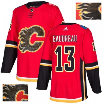 Men's Calgary Flames #13 Johnny Gaudreau Red Fashion Gold Stitched NHL Jersey Men's Calgary Flames #13 Johnny Gaudreau Red Fashion Gold Stitched NHL Jersey