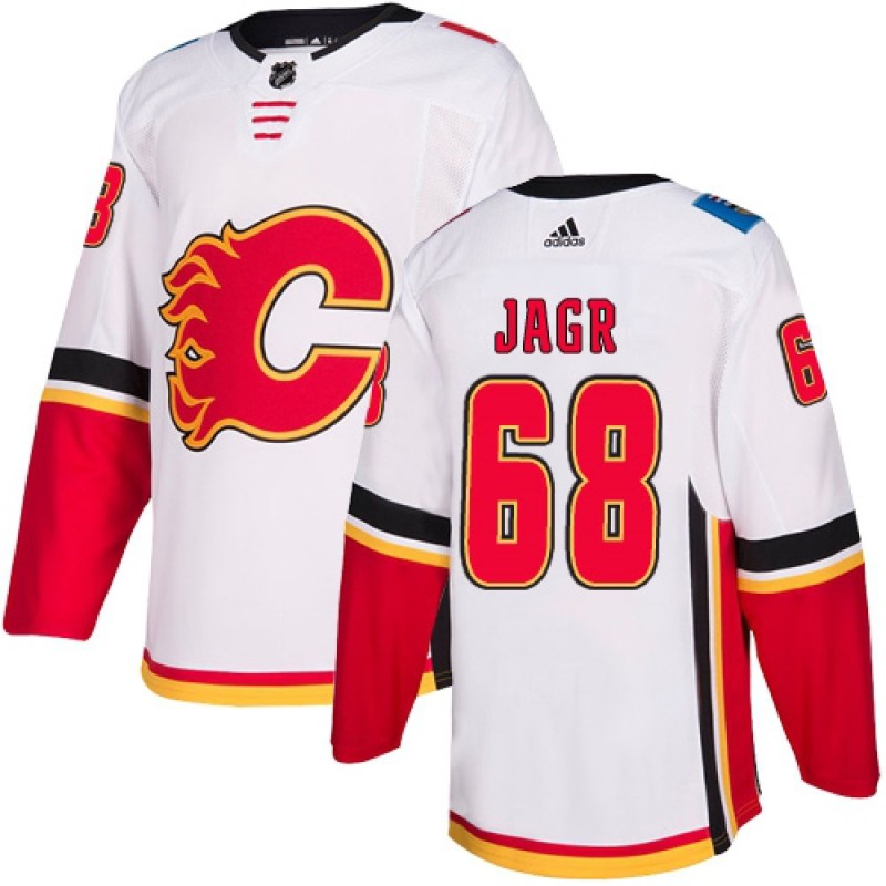 Men's Calgary Flames #68 Jaromir Jagr White Away Stitched NHL Jersey Men's Calgary Flames #68 Jaromir Jagr White Away Stitched NHL Jersey