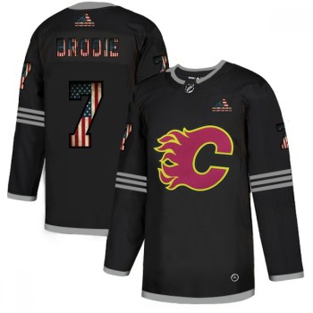 Men's Calgary Flames #7 T.J. Brodie 2020 Grey USA Flag Stitched NHL Jersey Men's Calgary Flames #7 T.J. Brodie 2020 Grey USA Flag Stitched NHL Jersey