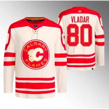 Men's Calgary Flames #80 Daniel Vladar 2023 Cream Heritage Classic Primegreen Stitched Jersey Men's Calgary Flames #80 Daniel Vladar 2023 Cream Heritage Classic Primegreen Stitched Jersey
