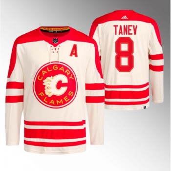 Men's Calgary Flames #8 Chris Tanev 2023 Cream Heritage Classic Primegreen Stitched Jersey Men's Calgary Flames #8 Chris Tanev 2023 Cream Heritage Classic Primegreen Stitched Jersey