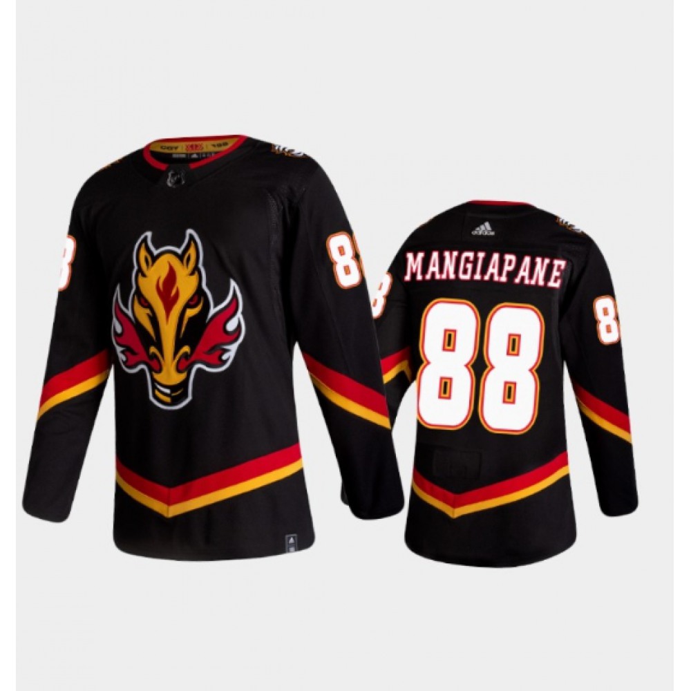 Men's Calgary Flames #88 Andrew Mangiapane 2020-21 Black Reverse Retro Stitched Jersey