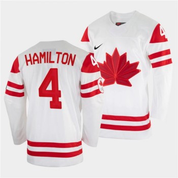 Men's Canada Hockey #4 Dougie Hamilton 2022 Beijing Winter Olympic White Stitched Jersey Men's Canada Hockey #4 Dougie Hamilton 2022 Beijing Winter Olympic White Stitched Jersey