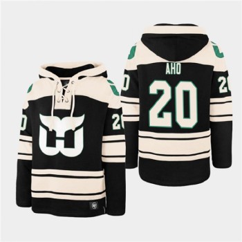Men's Carolina Hurricanes #20 Sebastian Aho Black Ageless Must-Have Lace-Up Pullover Hoodie Men's Carolina Hurricanes #20 Sebastian Aho Black Ageless Must-Have Lace-Up Pullover Hoodie