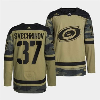 Men's Carolina Hurricanes #37 Andrei Svechnikov 2022 Camo Military Appreciation Night Stitched Jersey Men's Carolina Hurricanes #37 Andrei Svechnikov 2022 Camo Military Appreciation Night Stitched Jersey