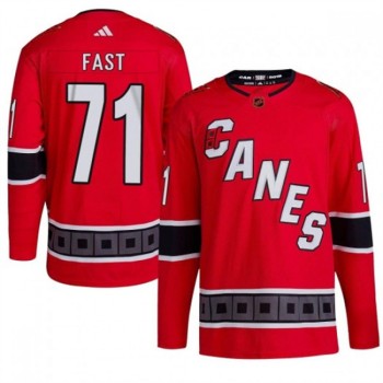 Men's Carolina Hurricanes #71 Jesper Fast 2022/23 Reverse Retro Red Stitched Jersey Men's Carolina Hurricanes #71 Jesper Fast 2022/23 Reverse Retro Red Stitched Jersey
