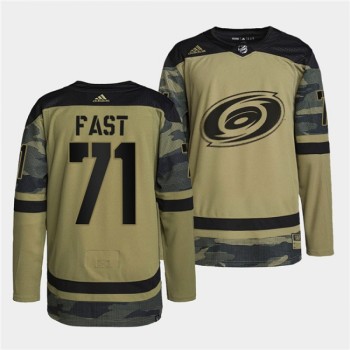 Men's Carolina Hurricanes #71 Jesper Fast 2022 Camo Military Appreciation Night Stitched Jersey Men's Carolina Hurricanes #71 Jesper Fast 2022 Camo Military Appreciation Night Stitched Jersey