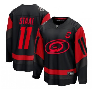 Men's Carolina Hurricanes Custom Black Red Stadium Series Stitched Jersey