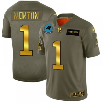 Men's Carolina Panthers #1 Cam Newton 2019 Olive/Gold Salute To Service Limited Stitched NFL Jersey Men's Carolina Panthers #1 Cam Newton 2019 Olive/Gold Salute To Service Limited Stitched NFL Jersey